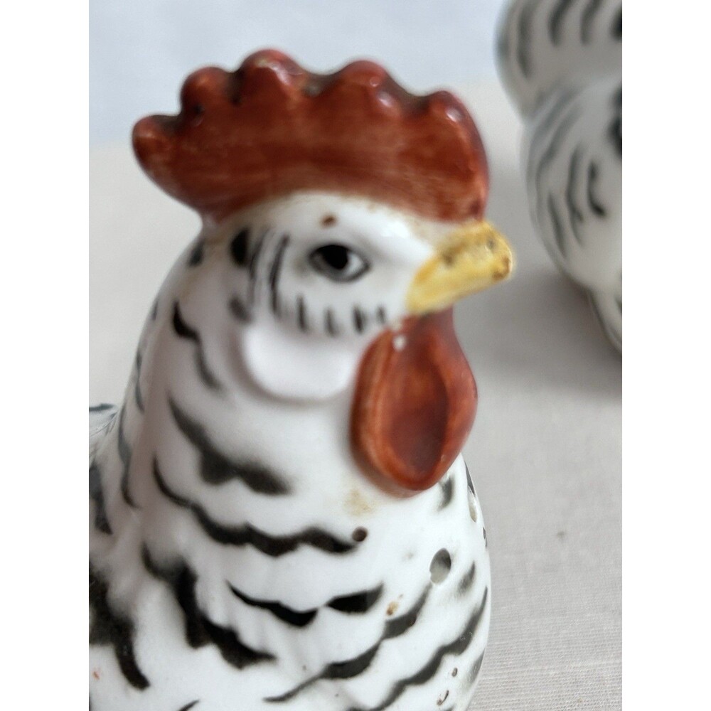 VTG ceramic Fritz and Floyd chickens Hen & Rooster salt & pepper handpainted